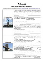English Worksheet: New York City�s famous landmarks
