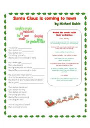 English Worksheet: Santa Claus is Coming to Town