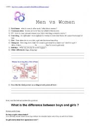 English Worksheet: Men vs Women