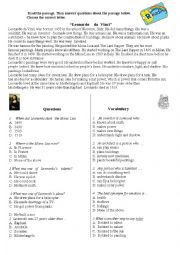 English Worksheet: Reading