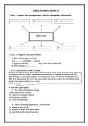 English Worksheet: English Secondary Schools (1)