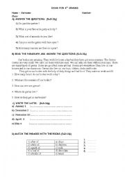 English Worksheet: 6th Grade Exam