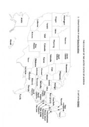 English Worksheet: American States  BINGO