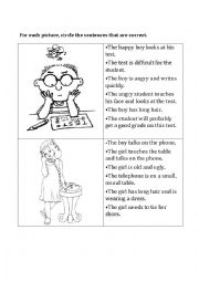 English Worksheet: Basic sentence reading (true false) about a picture