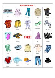 English Worksheet: BINGO Clothing