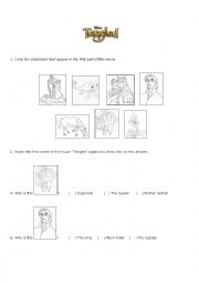 English Worksheet: Movie Activity - Tangled Part I