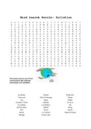 Nature and Pollution Word Search Puzzle