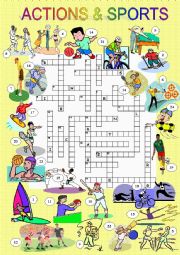 English Worksheet: SPORTS and ACTIONS CROSSWORD