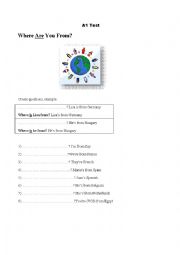 English Worksheet: Test for young learners level A1