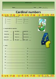 English Worksheet: cardinal numbers