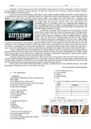 English Worksheet: Battleship: Text Comprehension