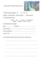 English Worksheet: NEW YORK Listening comprehension [USED to]