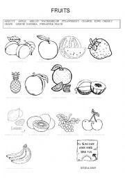 English Worksheet: Fruits