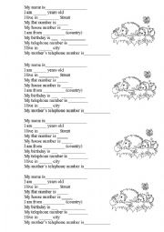 English Worksheet: personal information