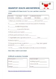 English Worksheet: nutrition