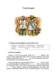 English Worksheet: Tourism - reading comprehension