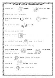 English Worksheet: I WISH IT COULD BE CHRISTMAS EVERY DAY by Celtic Thunder