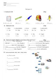 third grade 1st test