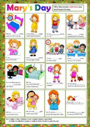 English Worksheet: MARYS DAY + KEY