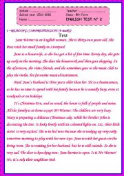 English Worksheet: Full-Term Test N2 Christmas Eve 