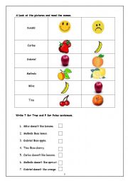 English Worksheet: likes and dislikes