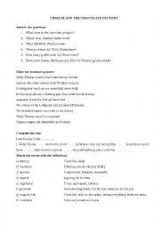 English Worksheet: Charlie and the chocolate factory