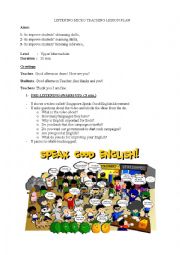 English Worksheet: LISTENING MICRO TEACHING LESSON PLAN