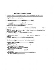 English Worksheet: the simple present tense