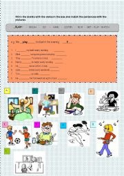 English Worksheet: Simple Present Tense-Matching activity