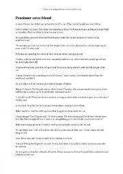 English Worksheet: Pensioner saves friend