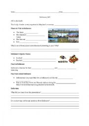 English Worksheet: Baltimore Worksheet