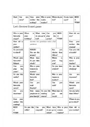 English Worksheet: Lets review board game