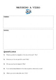 English Worksheet: Wataching A Film