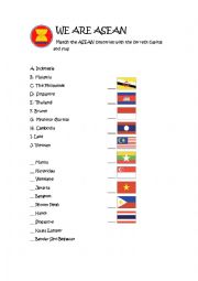 English Worksheet: ASEAN nations capitals and flags