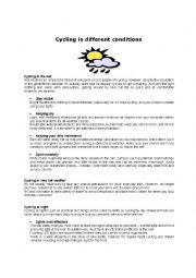 English Worksheet: Cycling in different conditions