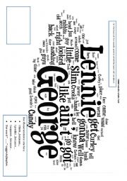 English Worksheet: Of Mice and Men wordle - prediction chapter 1
