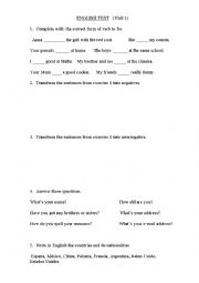 English Worksheet: English Test