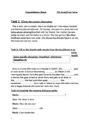 consolidation sheet  7th form first term 