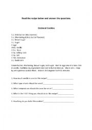 English Worksheet: Reading a Recipe