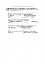 English Worksheet: Past Simple , Regular and Irregular Verbs