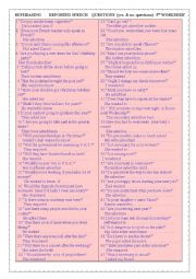 English Worksheet: Rephrasing    Reported Speech (yes & no questions) 5th, worksheet