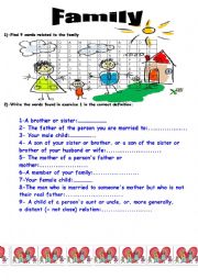 English Worksheet: the family