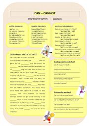 English Worksheet: CAN - CANNOT