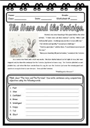 English Worksheet: The Hare and The Tortoise (Fable)