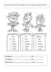 English Worksheet: clothes