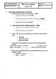 English Worksheet: 8th form test