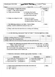 English Worksheet: End Term Test 1 (9th formers)