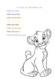 English Worksheet: Colour Simba