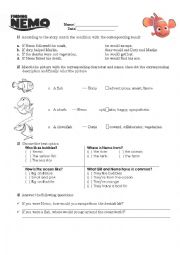 English Worksheet: FINDING NEMO AND SECOND CONDITIONAL