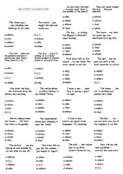 English Worksheet: Relative Clauses Quiz